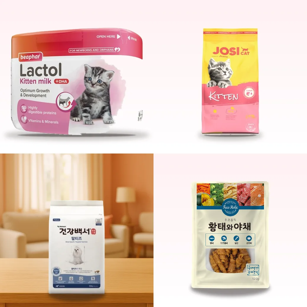 Everymate에서 제작한 반려동물용품 상품 이미지 네 종